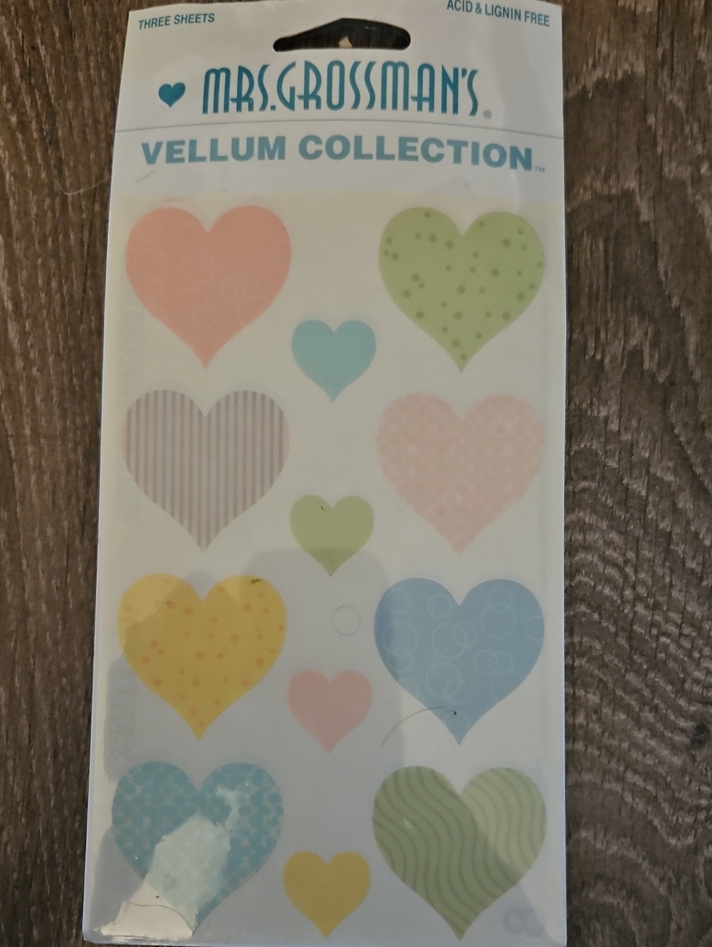 Vellum Collection Pastel Heart Stickers - Multi-Color
